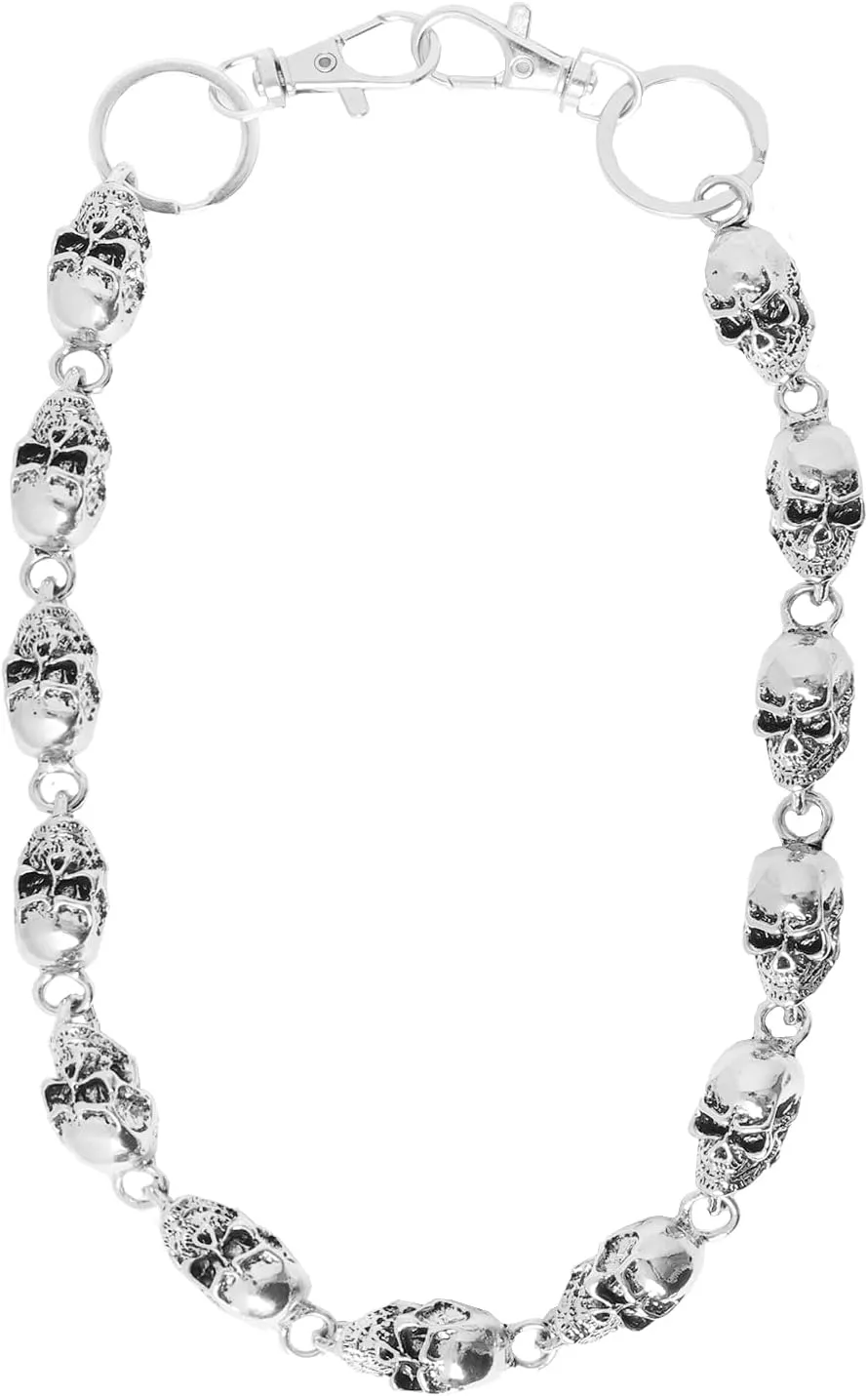 1 Pcs Wallet Skull Chain Pants Chain Pocket Chain Biker Chain Unisex Jean Chains Belt Chain for Men Women Punk Heavy Skull Goth Hip Hop Trousers Wallet Keys