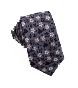 100% Woven Silk Grey Floral