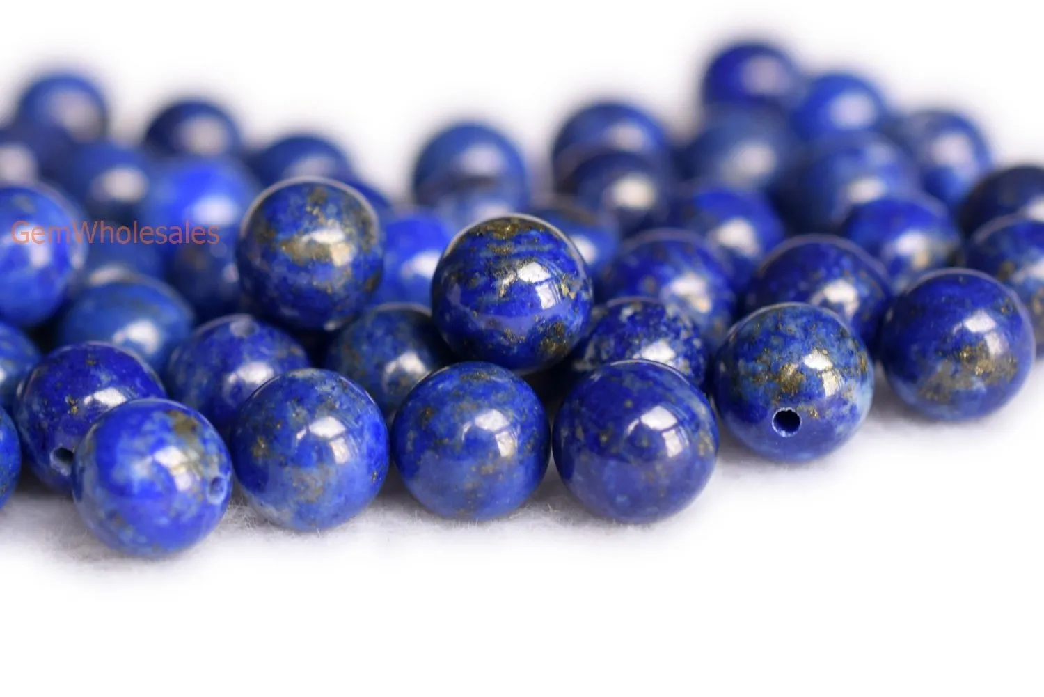10pcs 6mm natural genuine Lapis lazuli stone round beads half hole drilled