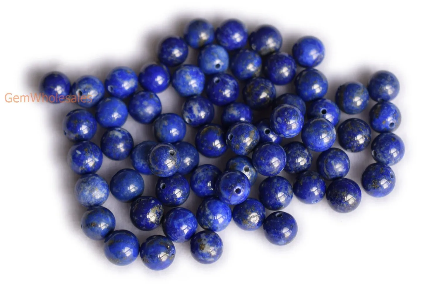 10pcs 6mm natural genuine Lapis lazuli stone round beads half hole drilled