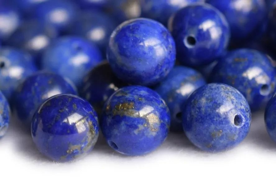10pcs 6mm natural genuine Lapis lazuli stone round beads half hole drilled