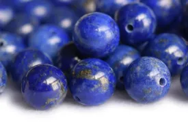 10pcs 6mm natural genuine Lapis lazuli stone round beads half hole drilled