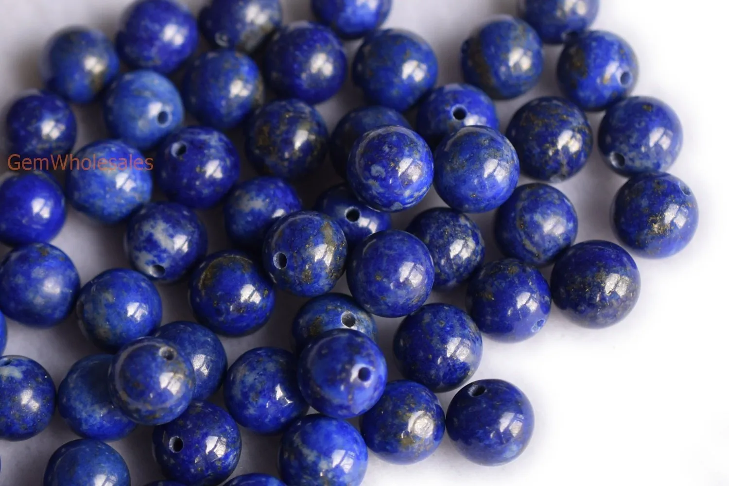 10pcs 6mm natural genuine Lapis lazuli stone round beads half hole drilled