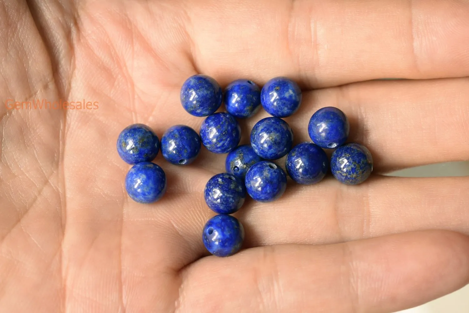10pcs 6mm natural genuine Lapis lazuli stone round beads half hole drilled