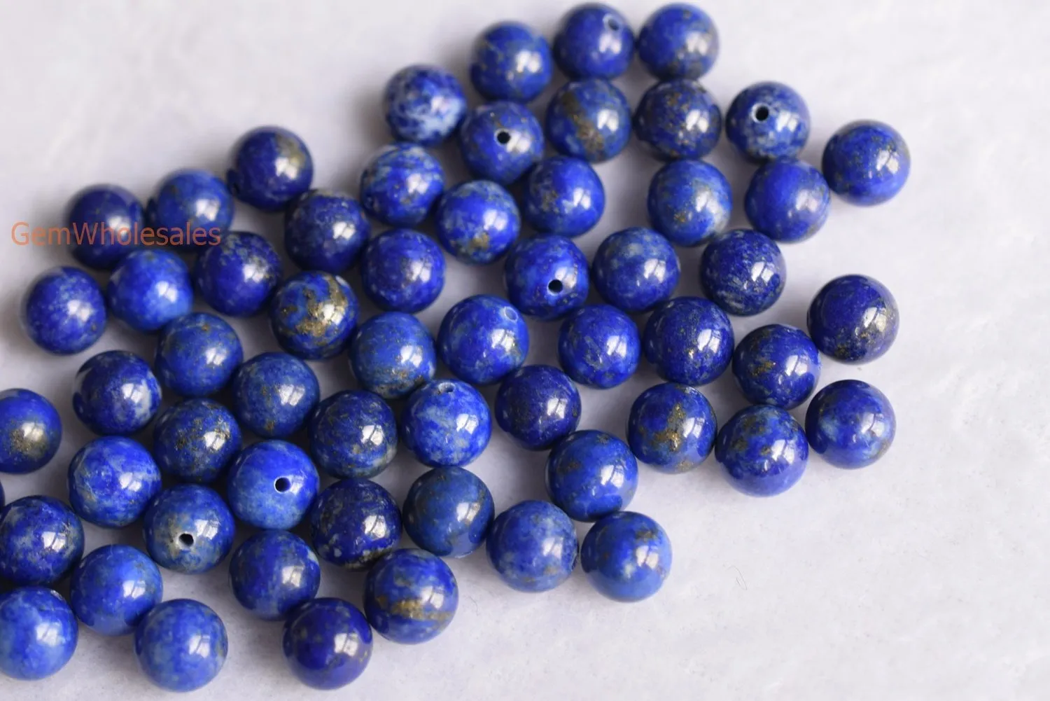 10pcs 6mm natural genuine Lapis lazuli stone round beads half hole drilled