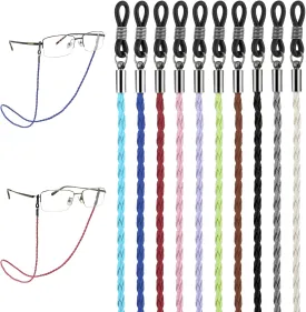 10Pcs Eyeglass Strap Chains, Eyeglasses String Holder Strap Cord, Anti Slip Eye Glasses Holder Chains, Glasses Lanyard Holders Around Neck, Multicolor Eyewear Retainer for Women Men and Kids