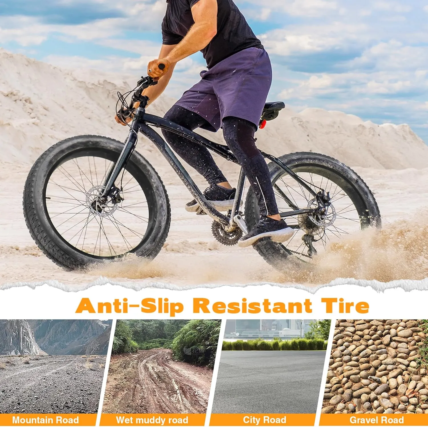 1/2 Pack Bike Fat Tires 26 x 3.0 Inch Electric Bicycle Fat Tires with/Without 26 X 3.0 Inner Tubes Folding Bead Tire Compatible with 26" Wide Mountain Snow Bicycle MTB E-Bike