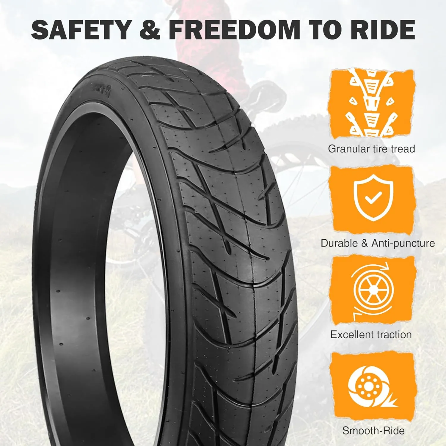 1/2 Pack Bike Fat Tires 26 x 3.0 Inch Electric Bicycle Fat Tires with/Without 26 X 3.0 Inner Tubes Folding Bead Tire Compatible with 26" Wide Mountain Snow Bicycle MTB E-Bike