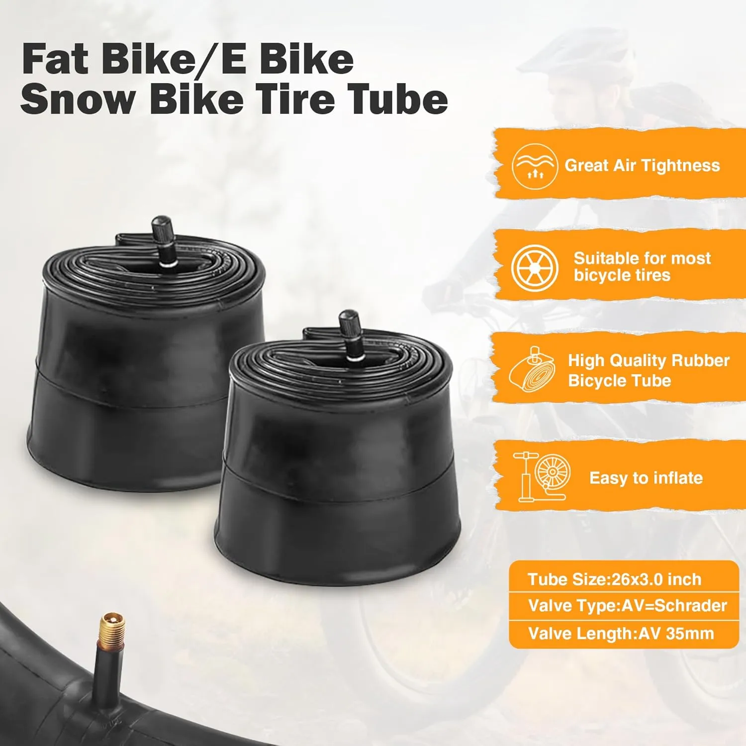 1/2 Pack Bike Fat Tires 26 x 3.0 Inch Electric Bicycle Fat Tires with/Without 26 X 3.0 Inner Tubes Folding Bead Tire Compatible with 26" Wide Mountain Snow Bicycle MTB E-Bike