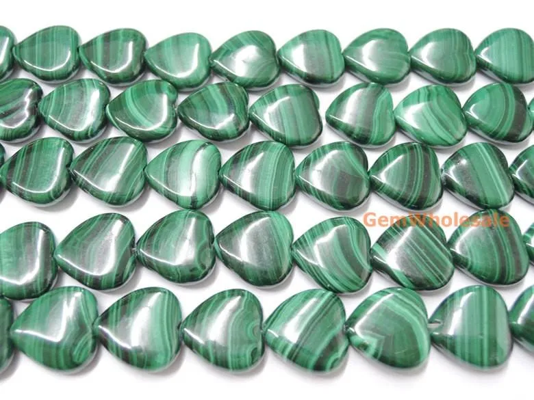 12mm Genuine natural green malachite stone heart beads