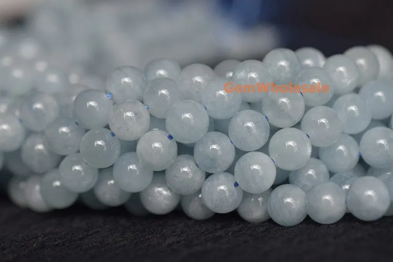 15.5" 10mm A Natural genuine Aquamarine stone round beads A