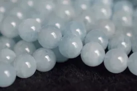 15.5" 10mm A Natural genuine Aquamarine stone round beads A