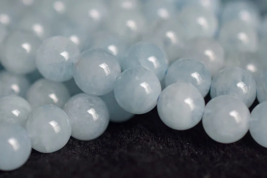15.5" 10mm A Natural genuine Aquamarine stone round beads A