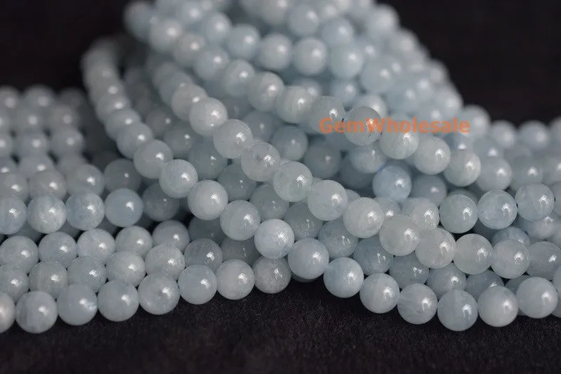 15.5" 10mm A Natural genuine Aquamarine stone round beads A