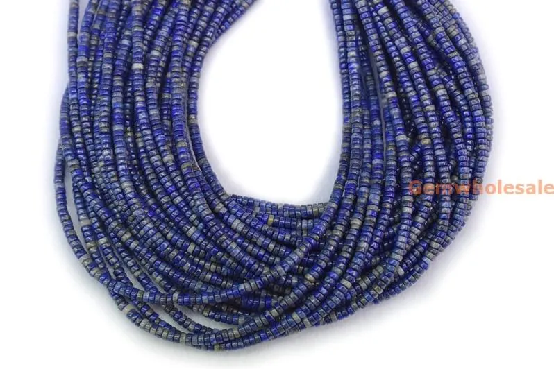 15.5" 2x4mm Natural blue Lapis lazuli stone Heishi gemstone beads