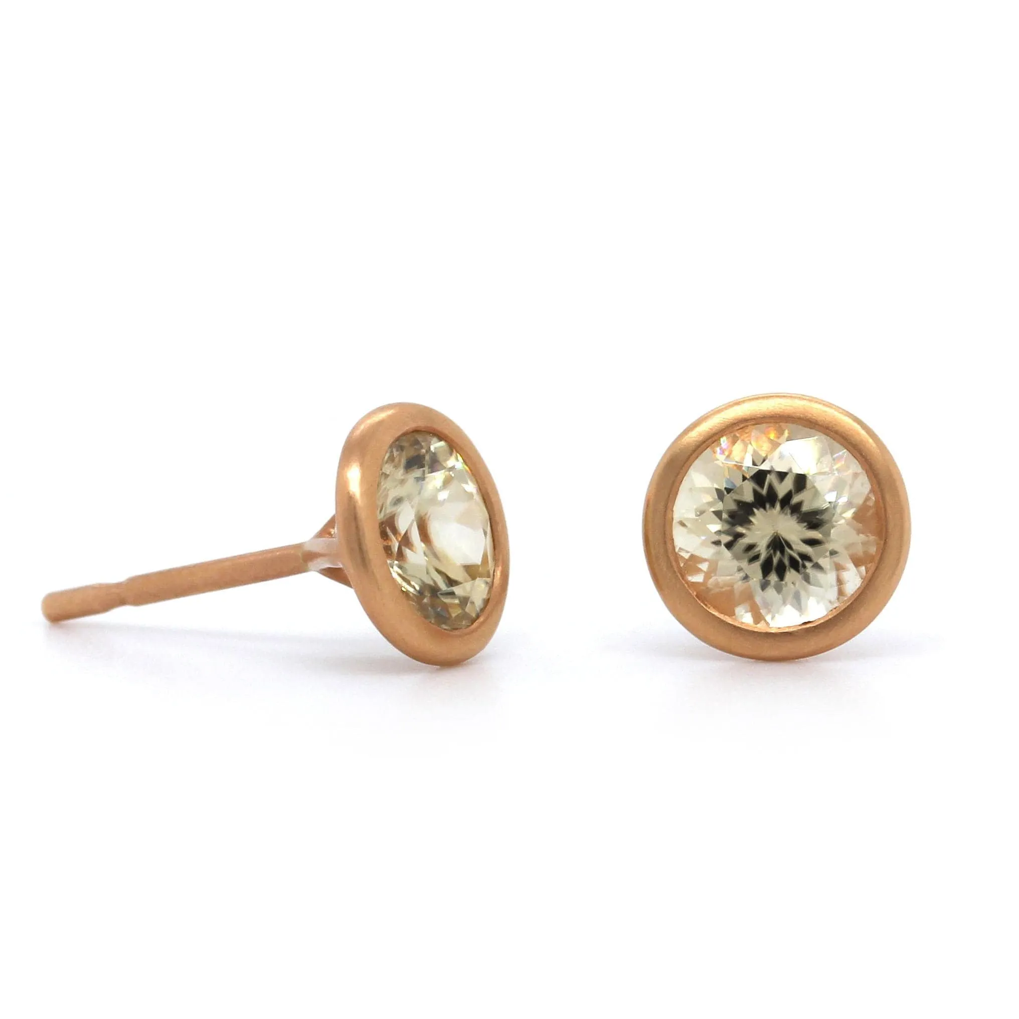 18K Rose Gold Zircon Stud Earrings