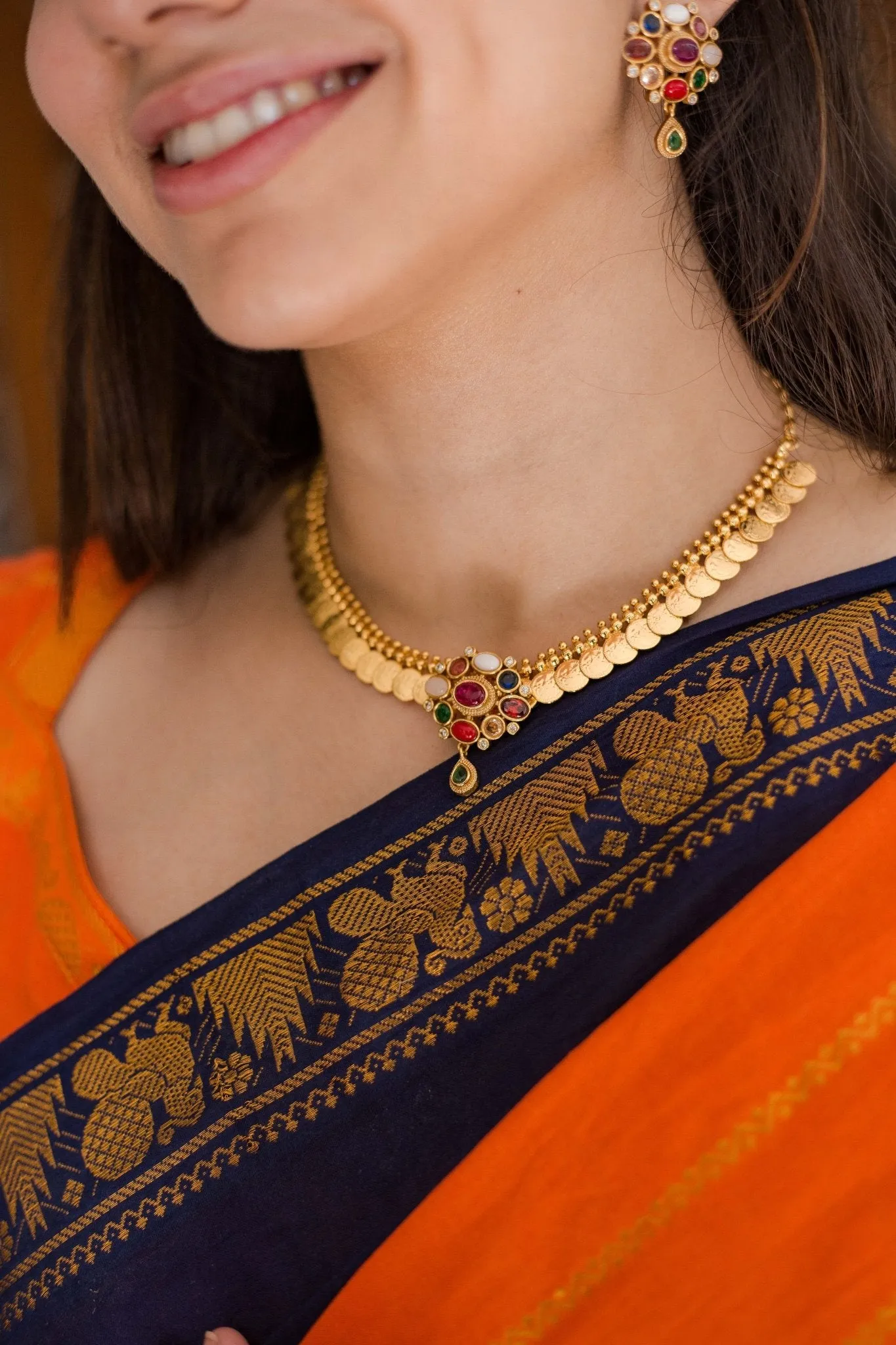 2 in 1 Navarathna Coin Choker