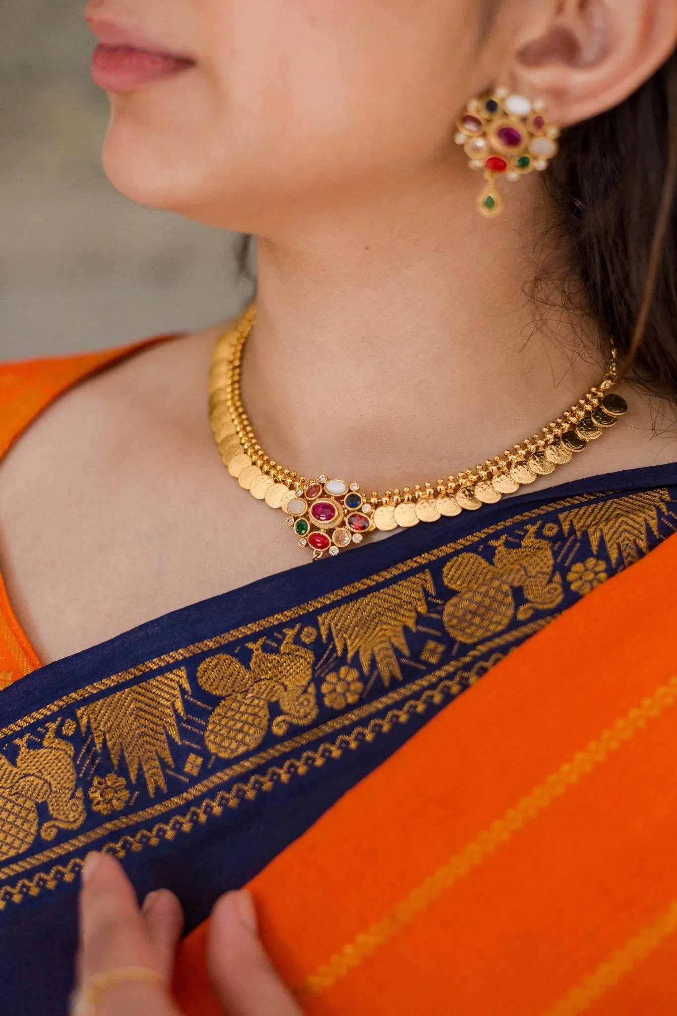 2 in 1 Navarathna Coin Choker