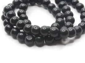 61 7mm Black Round Stone Beads