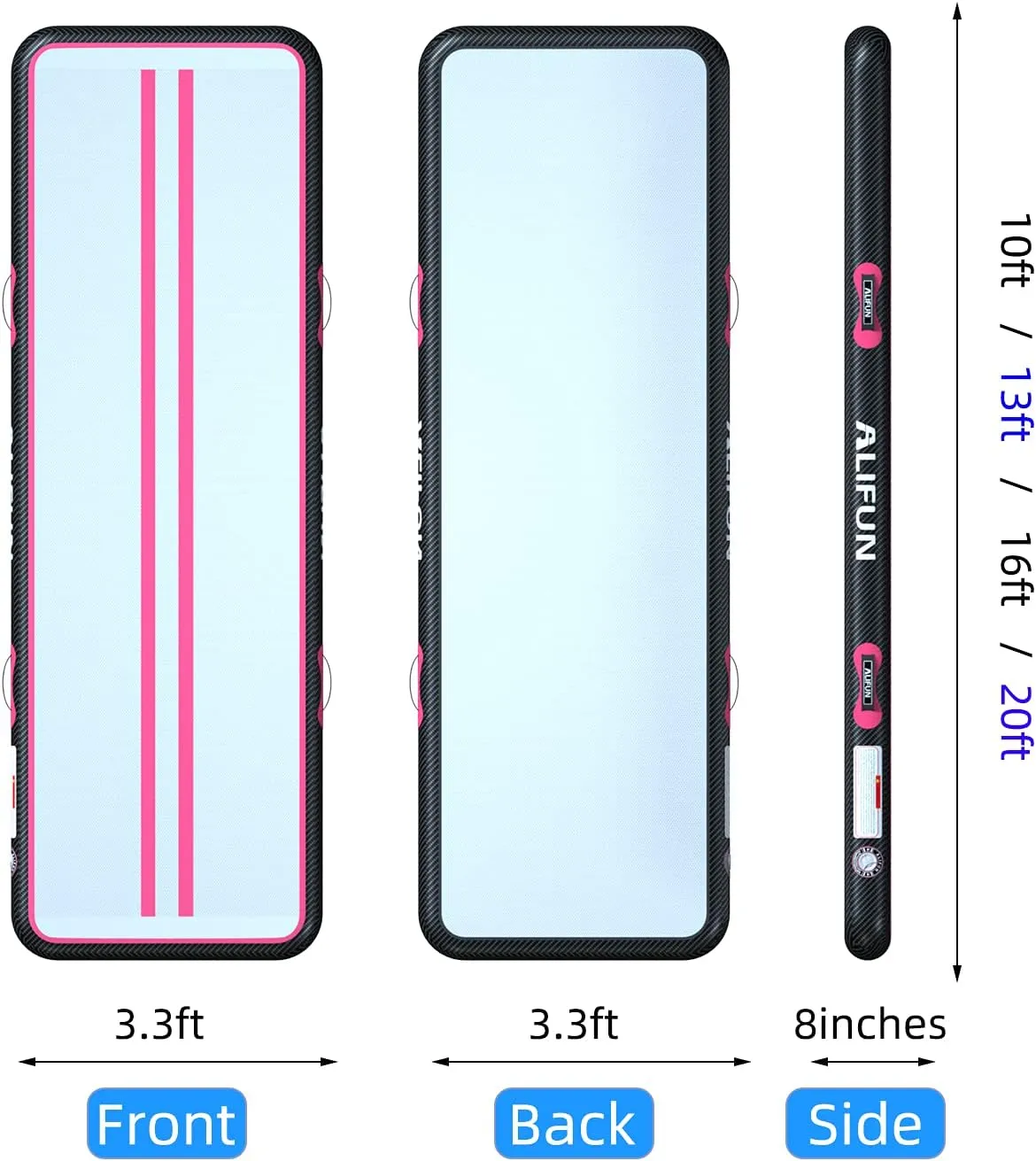 ALIFUN Inflatable Gymnastics Tumbling Track Mat Air Training Mat 6.6-20ft Non Slip for Home/Gym/Yoga with Pump