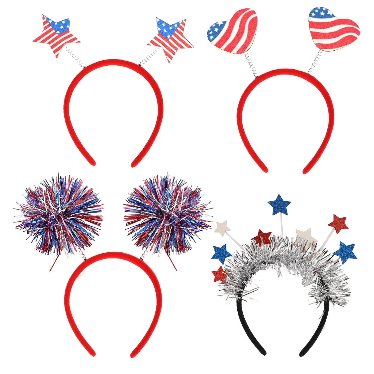 ANBALA 4th of July Headband Fourth of July Hair Accessories Independence Day Patriotic Headband 4PCS