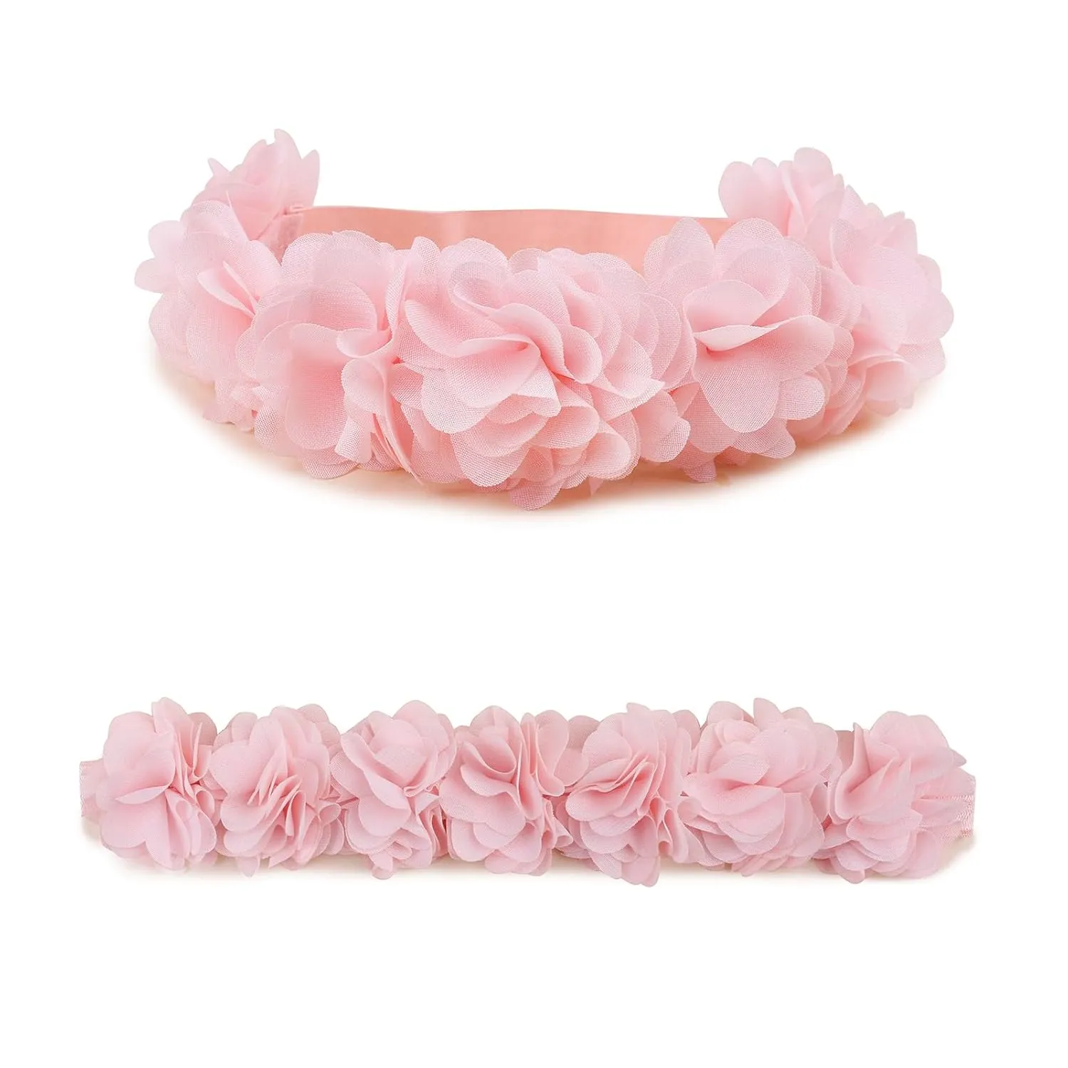 Baby Girl Floral Headbands- 3pcs Nylon Headband Handmade Flower Crown Elastic Hairband Newborn Toddler Hair Accessories Gifts for Girls 1-6 years old