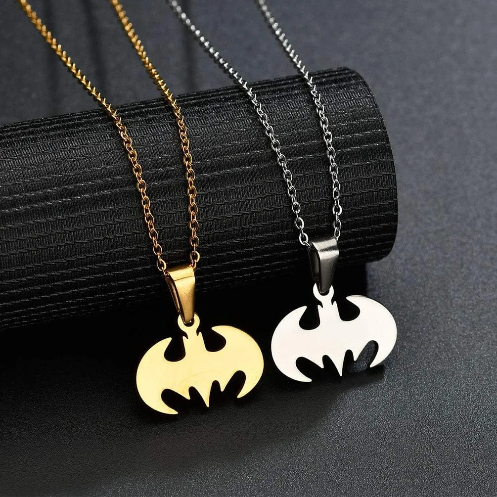 Bat Pendant Necklace Surgical Stainless Steel Hypoallergenic Superhero Necklace for Bat Lovers
