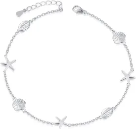 BEILIN 925 Sterling Silver Seabeach Anklets for Women Teen Girls Ocean Ankle Bracelets for Women