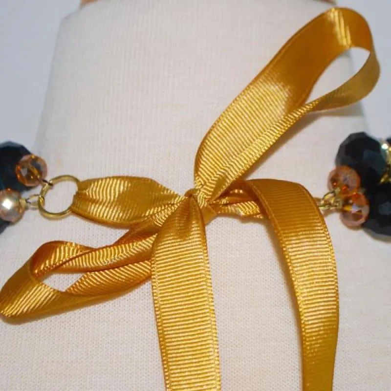 Black And Gold Filled Crystal Rhinestone Choker