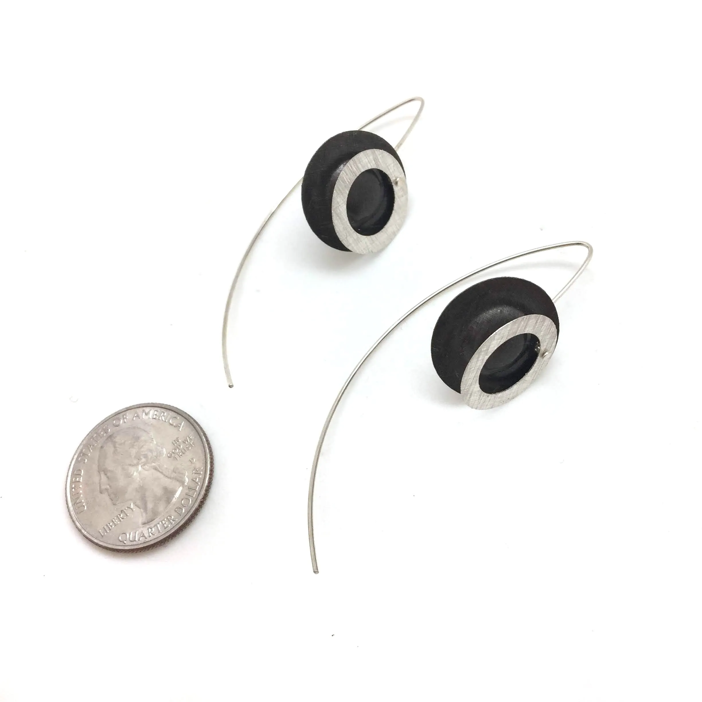 Black and Silver Double Circle Earrings