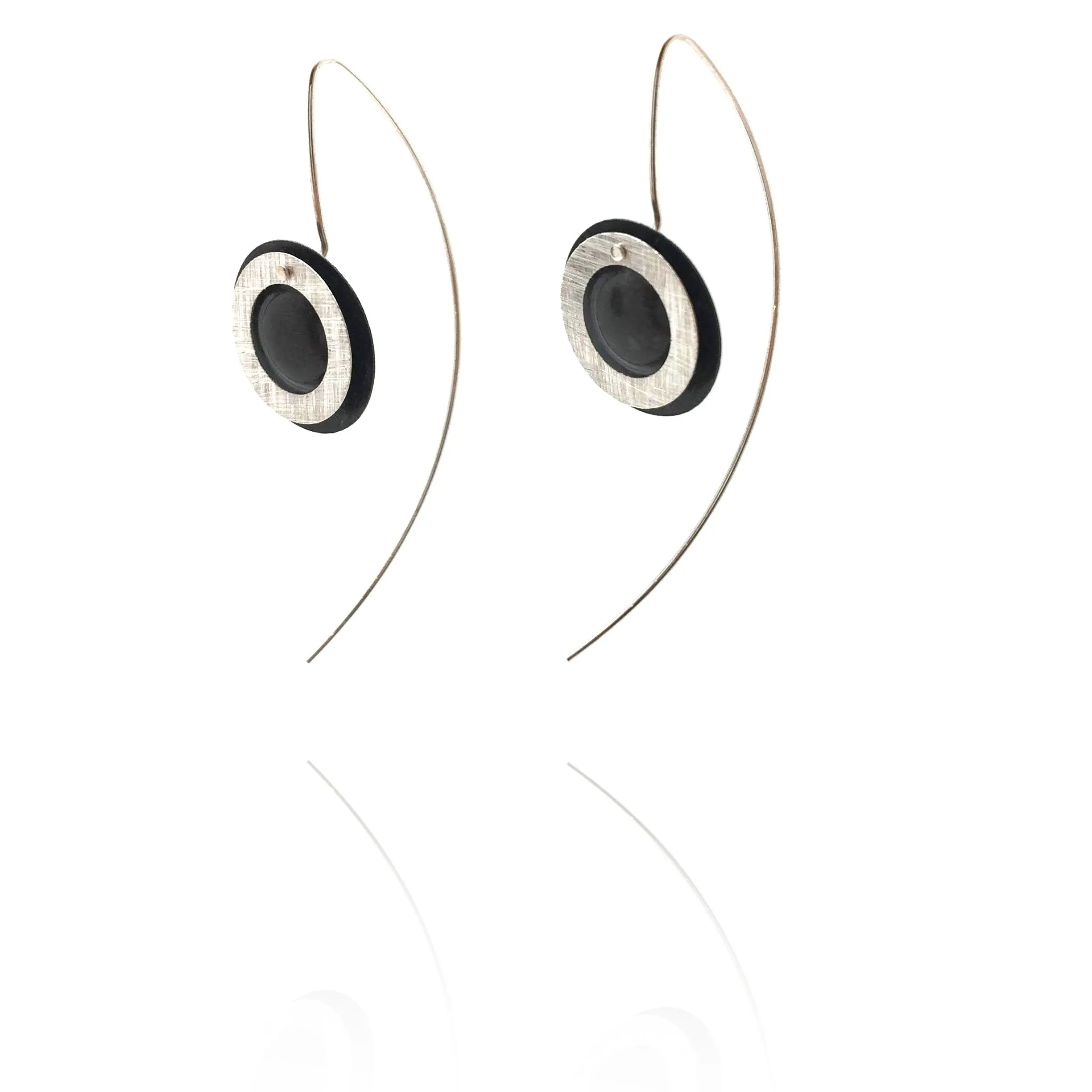 Black and Silver Double Circle Earrings