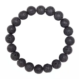 Black Lava Stone Beads Beaded Bracelet Size 8mm 10mm 7.5" Length