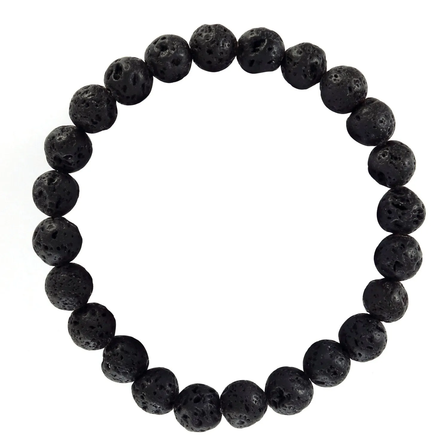 Black Lava Stone Beads Beaded Bracelet Size 8mm 10mm 7.5" Length