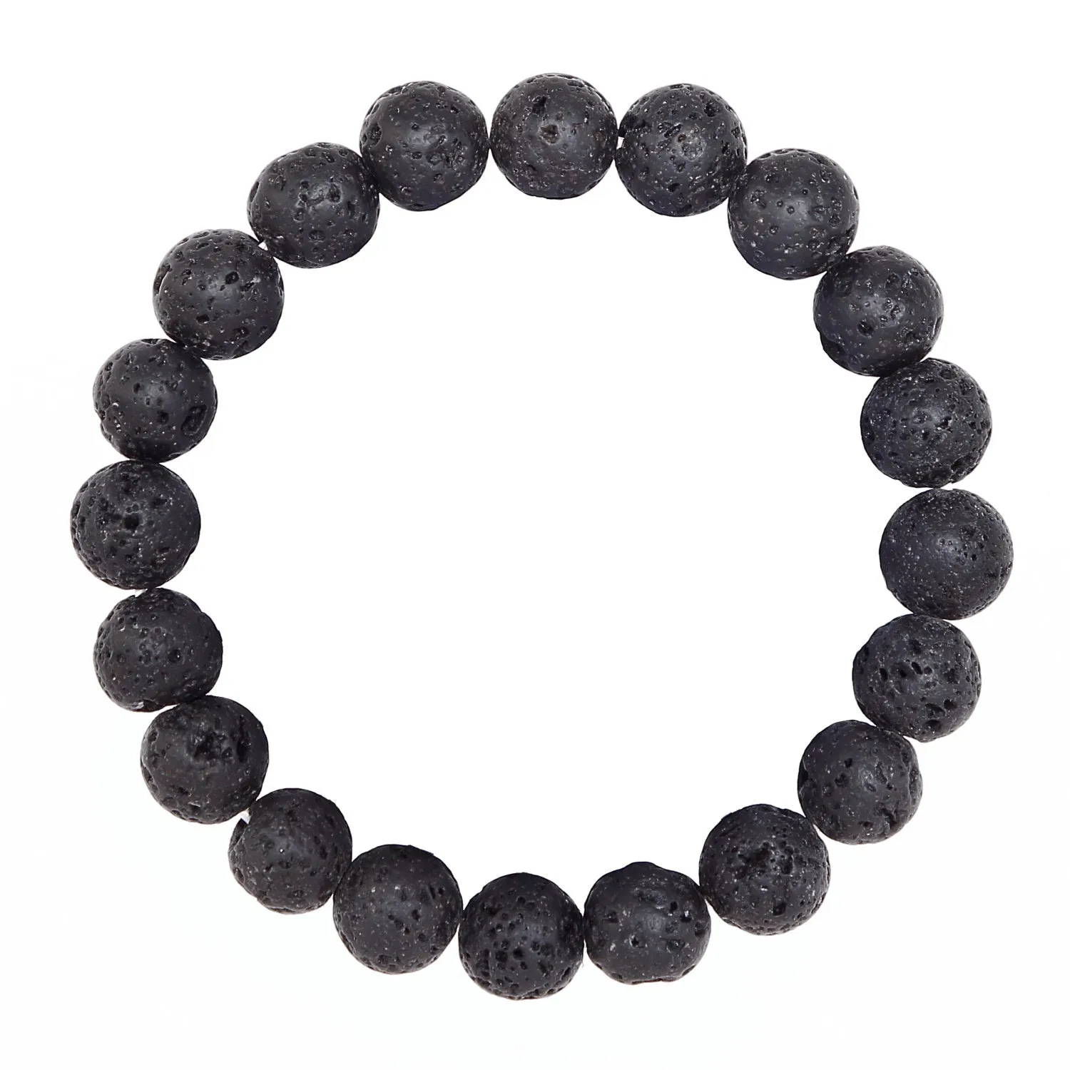 Black Lava Stone Beads Beaded Bracelet Size 8mm 10mm 7.5" Length