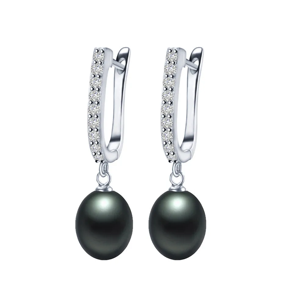 Black Pearl Earrings,AAAA High Quality 925 sterling Silver Jewelry For Women,Fashion Party Earrings