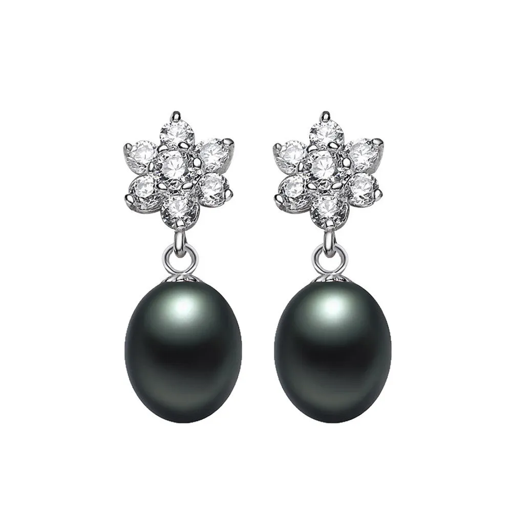 Black Pearl Earrings,AAAA High Quality 925 sterling Silver Jewelry For Women,Fashion Party Earrings