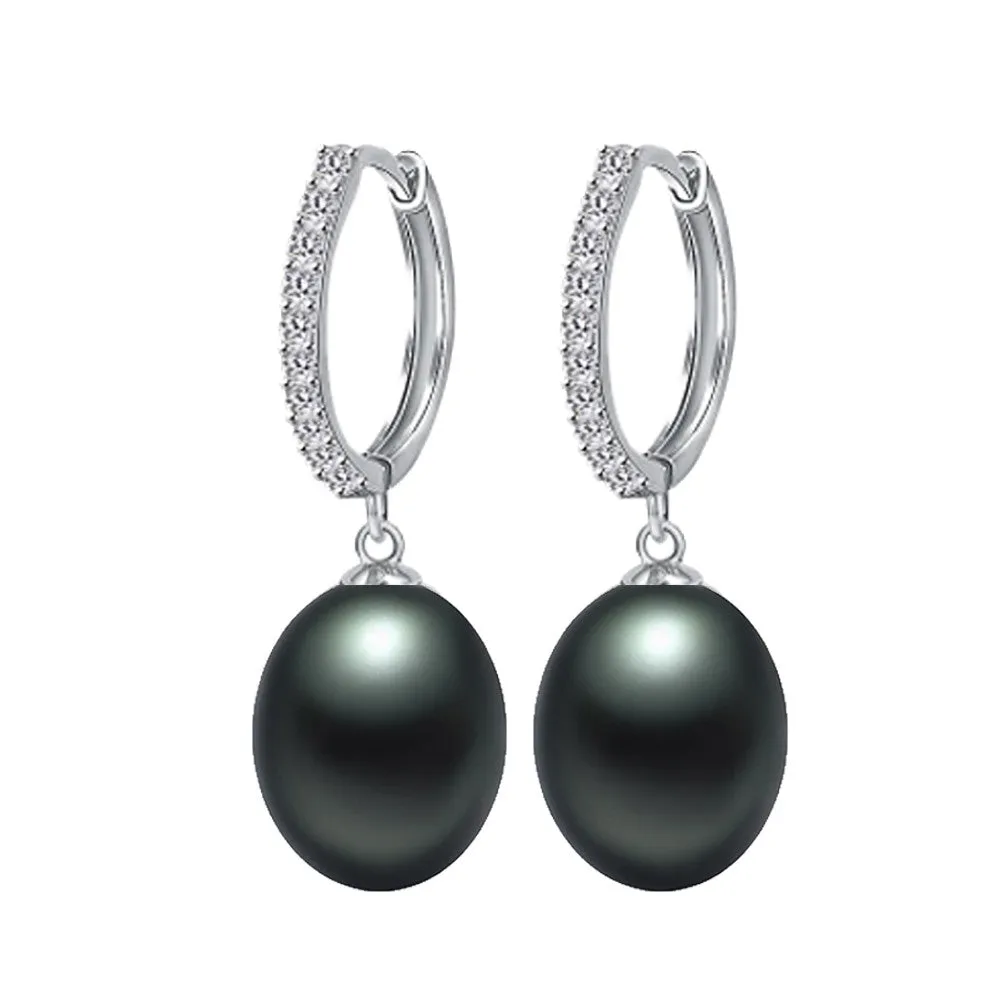 Black Pearl Earrings,AAAA High Quality 925 sterling Silver Jewelry For Women,Fashion Party Earrings