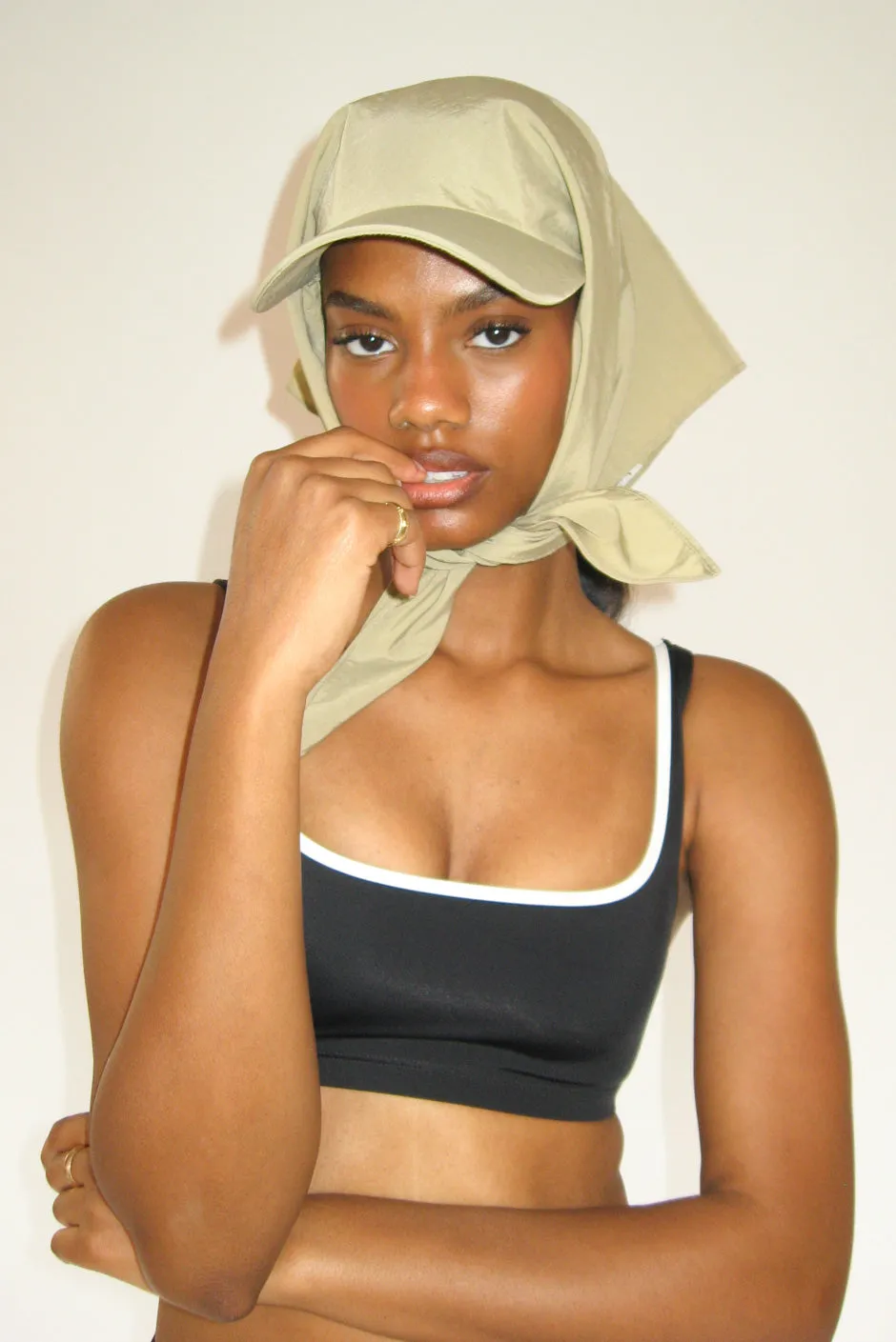 Brimmed Swim Scarf in Beige