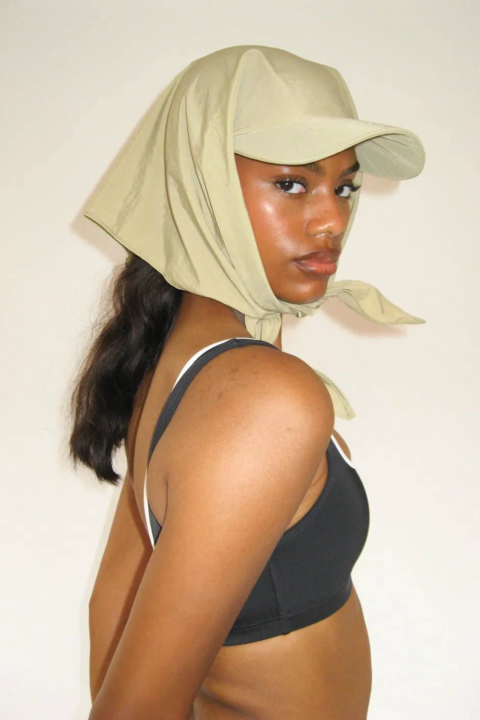 Brimmed Swim Scarf in Beige