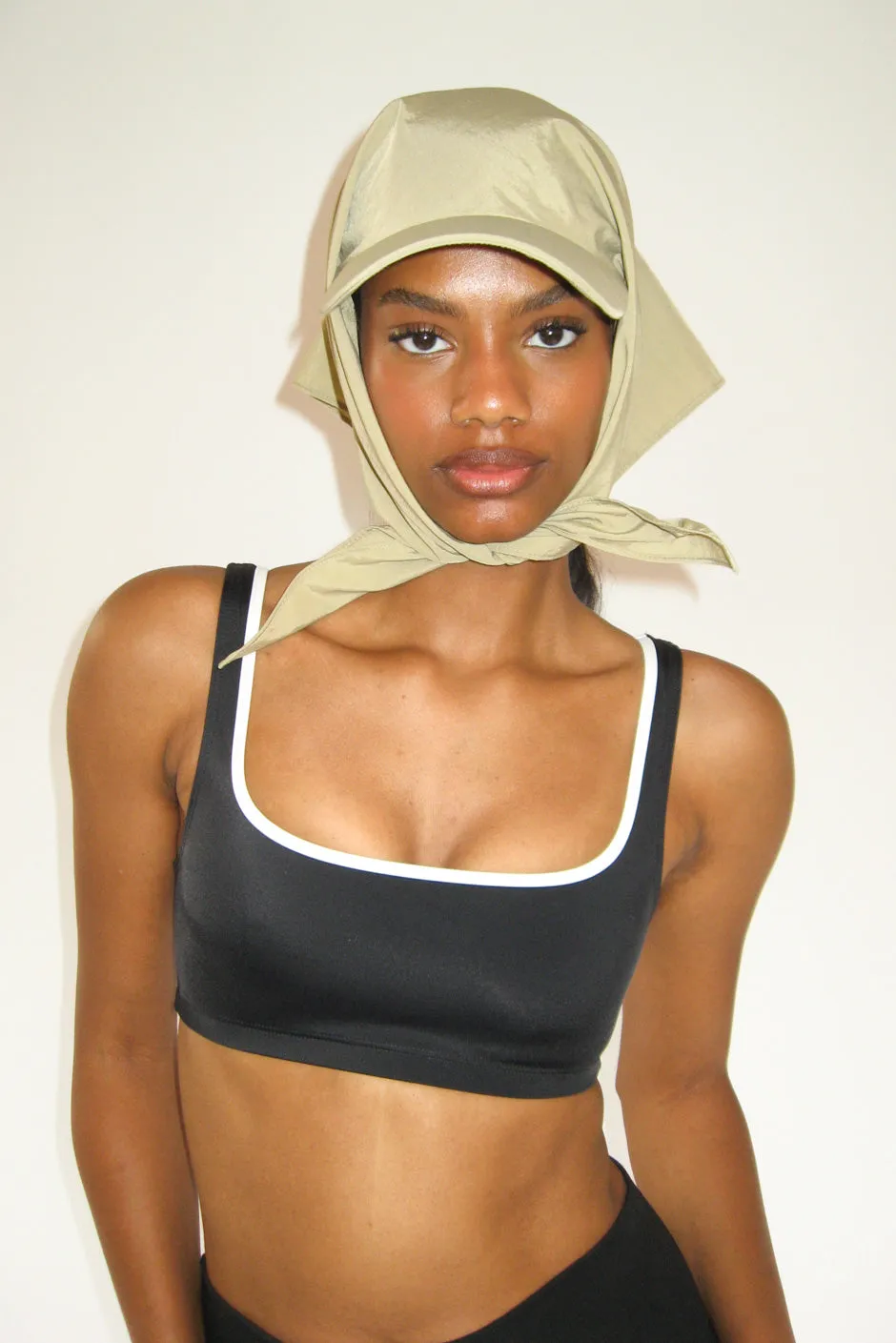 Brimmed Swim Scarf in Beige