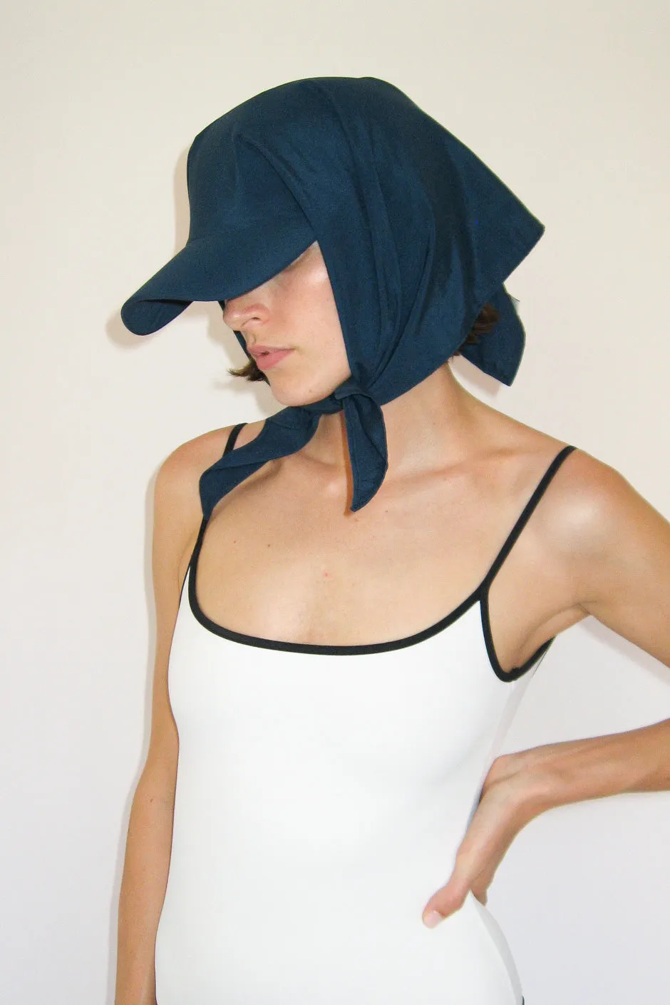 Brimmed Swim Scarf in Midnight Taslan
