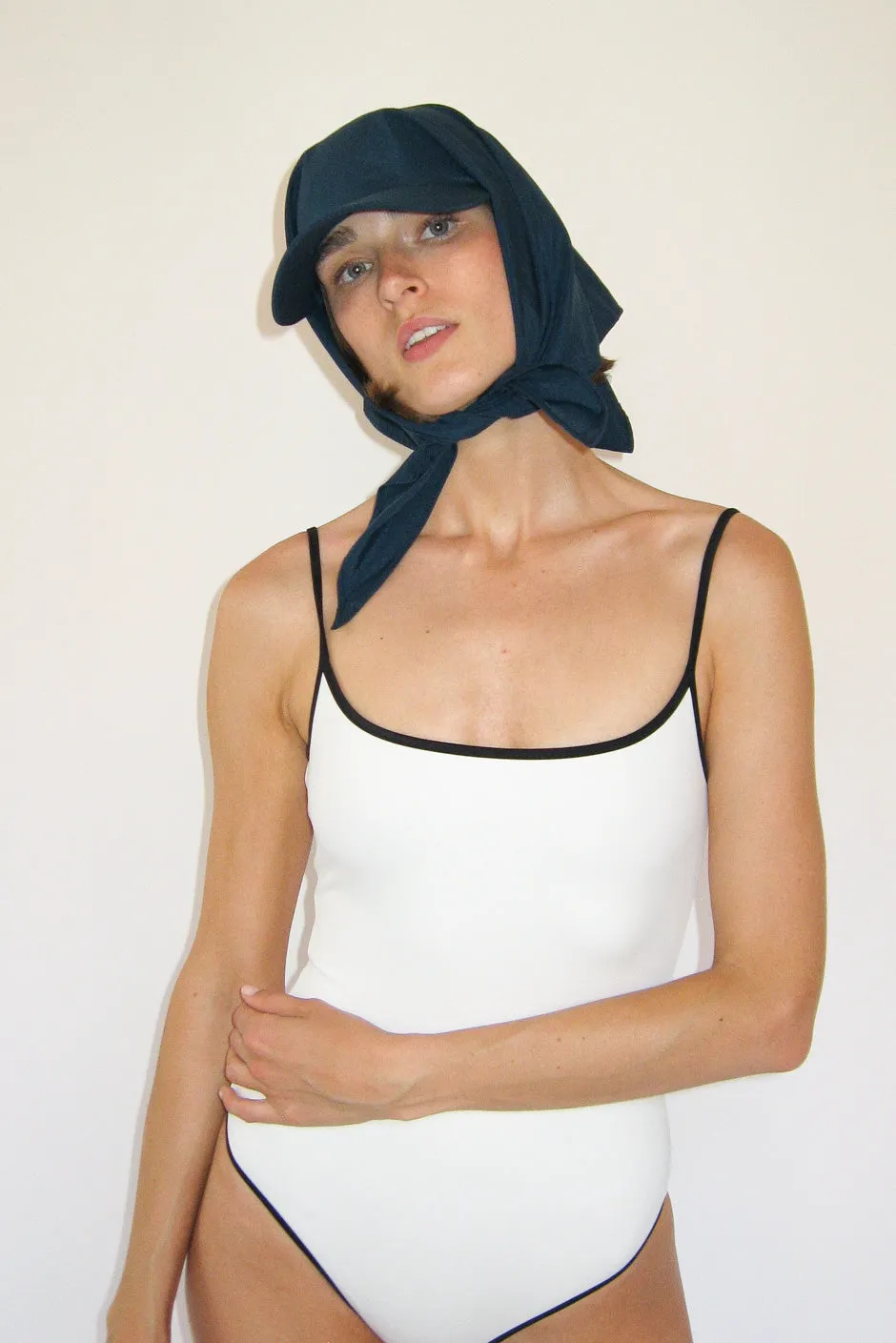 Brimmed Swim Scarf in Midnight Taslan