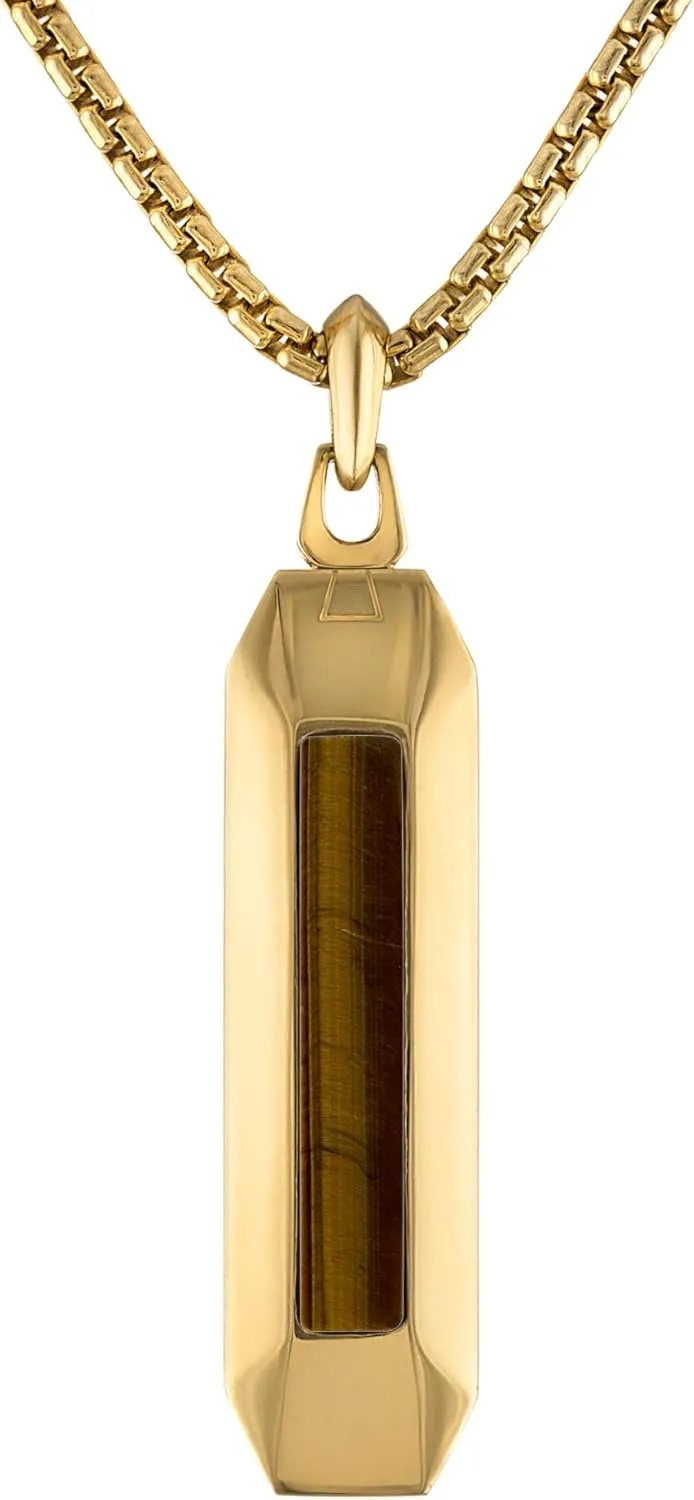 Bulova Jewelry Men's Marine Star Pendant Necklace with Rounded Box Chain