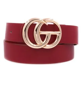 Burgundy Faux Leather Belt