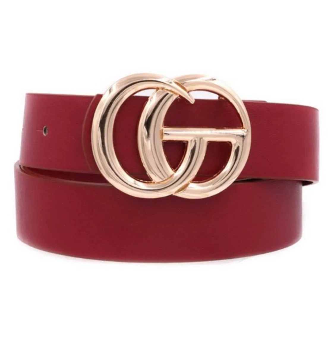 Burgundy Faux Leather Belt