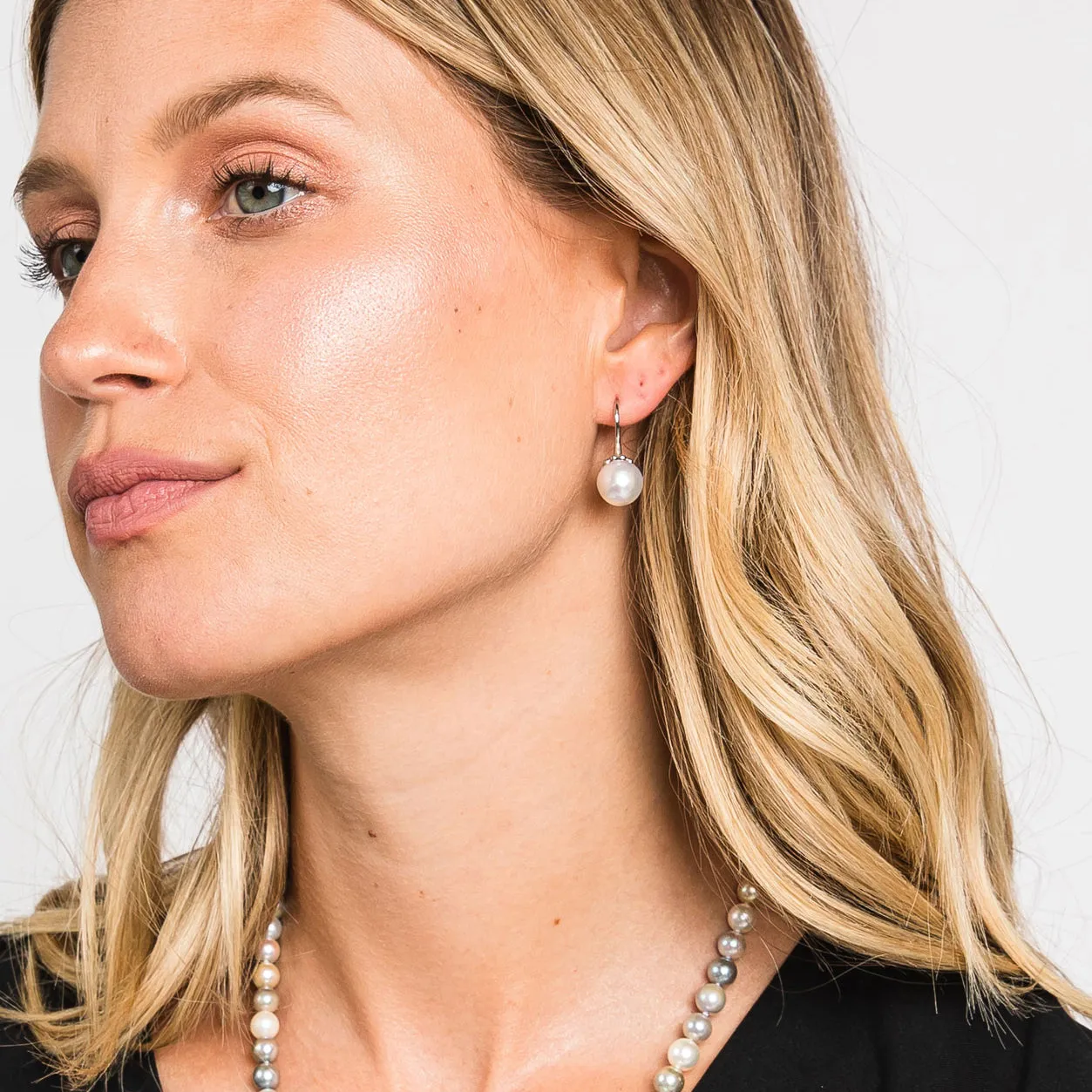 Claire South Sea White Pearl Drop Earrings