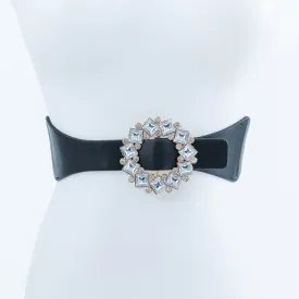 CLEAR STONE FLOWER BUCKLE FASHION BELT