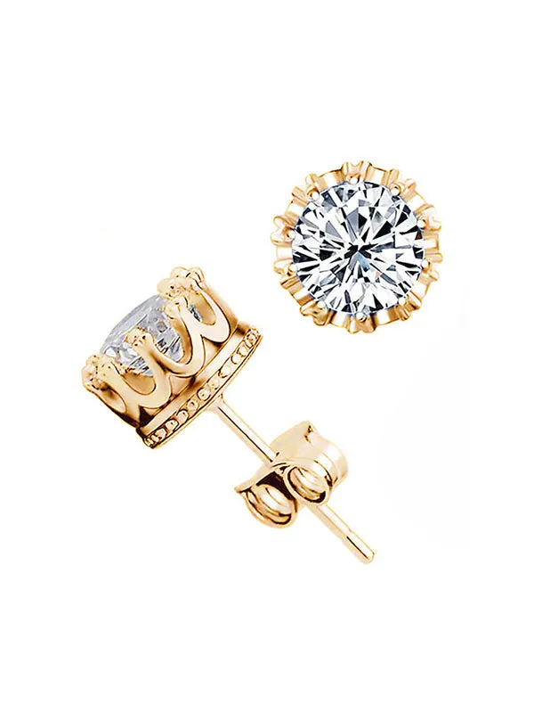 Crown Pattern Zircon Earrings