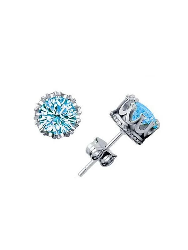 Crown Pattern Zircon Earrings