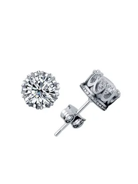 Crown Pattern Zircon Earrings